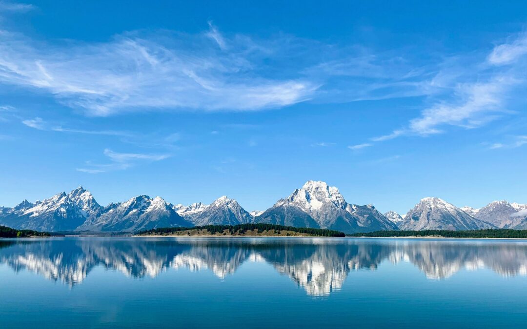 Mountains over a lake