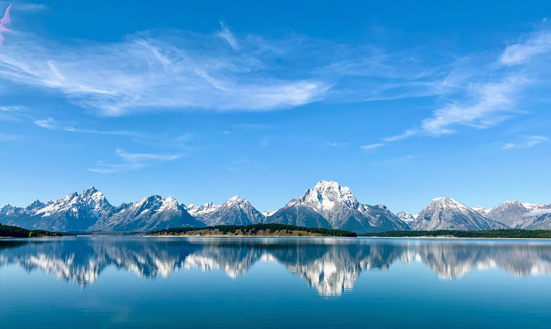 Mountains over a lake